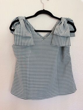 Boutique Green & White Gingham Ruffle Off-Shoulder Top